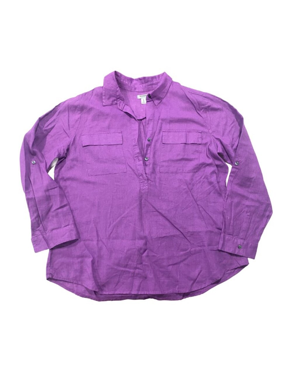 OLD NAVY Linen Coastal Popover XL Roll Tab Sleeve‎ Utility Beach Summer Cottage
